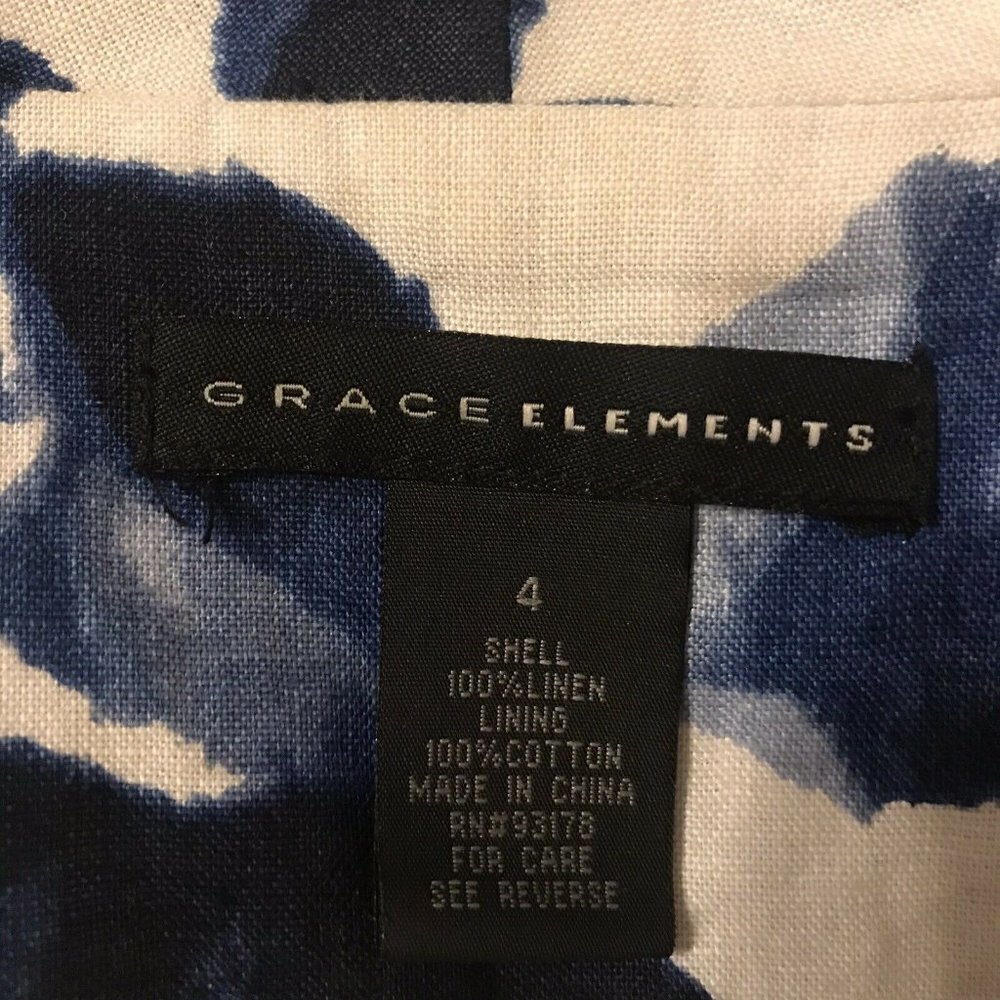 Grace Elements. Size 4. Linen Open Front Floral J… - image 6